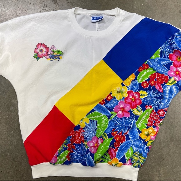 Vintage Cape Cod Floral Surf Shirt L 80s 90s - Picture 2 of 8